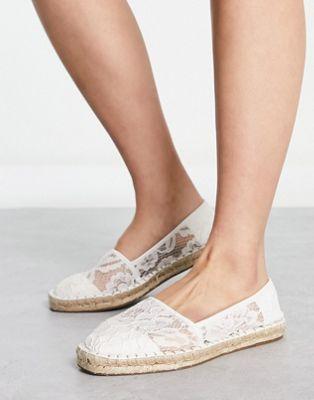 Joy Toe-Cap Espadrilles in White Lace