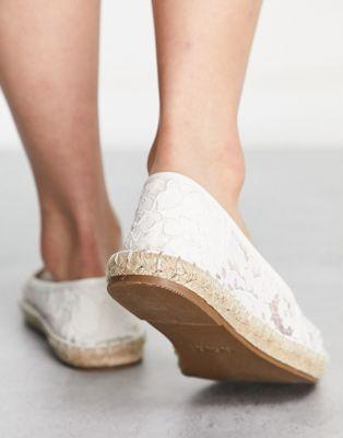 Joy Toe-Cap Espadrilles in White Lace