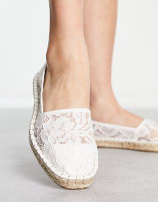 Joy Toe-Cap Espadrilles in White Lace