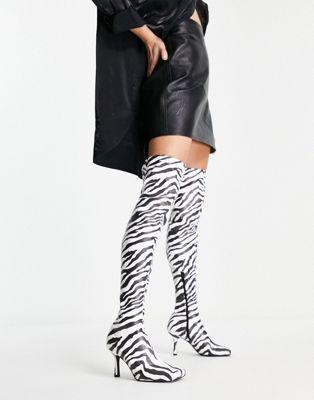 Kindred Zebra Print Over The Knee Boots