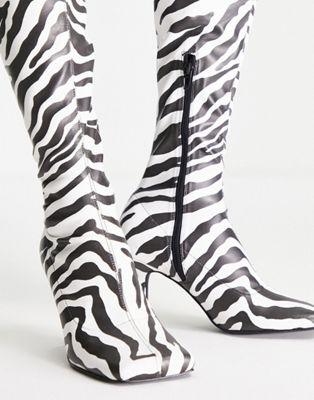 Kindred Zebra Print Over The Knee Boots