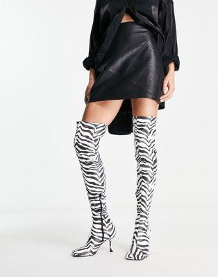 Kindred Zebra Print Over The Knee Boots
