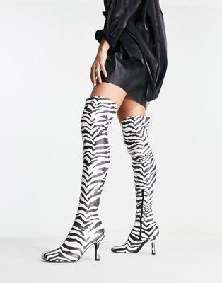 Kindred Zebra Print Over The Knee Boots
