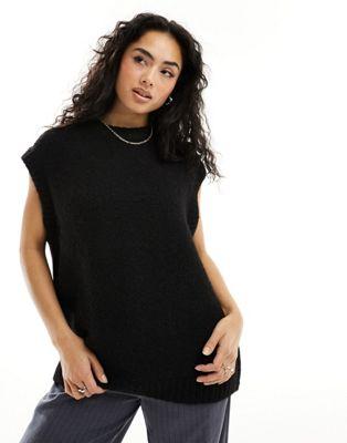 Black Knit Oversized Tank Top
