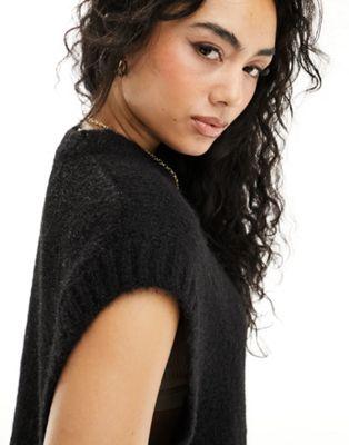 Black Knit Oversized Tank Top