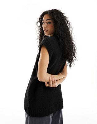 Black Knit Oversized Tank Top