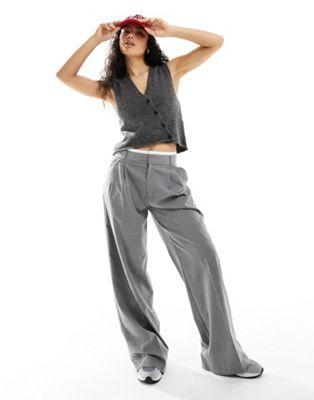 Asymmetric Button Knit Vest in Charcoal