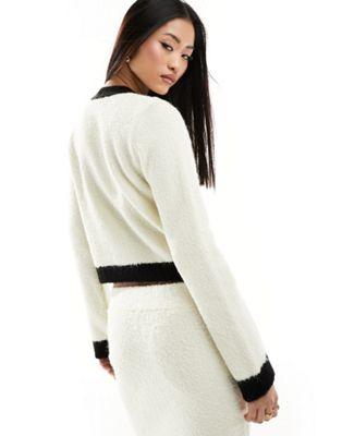 Boucle Button Front Cardigan in Mono