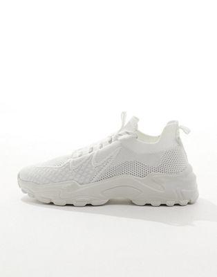 White Knitted Chunky Sneakers for Men