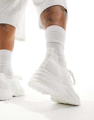 White Knitted Chunky Sneakers for Men
