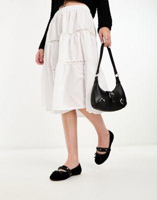 Black Velvet Ballet Flats with Silver Hardware