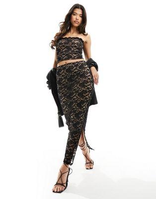 Black Lace Maxi Column Skirt