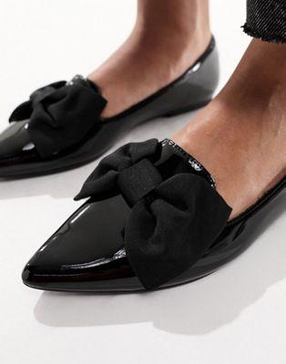 Black Patent Bow Ballet Flats