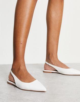 Lala Slingback Ballet Flats in White Lizard