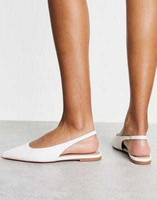 Lala Slingback Ballet Flats in White Lizard
