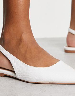 Lala Slingback Ballet Flats in White Lizard
