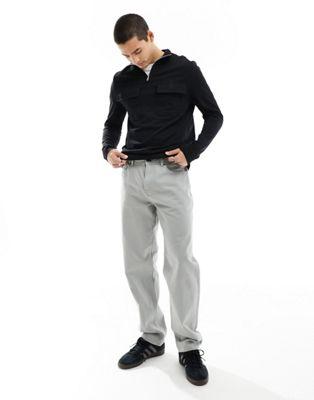 Black Cotton Half Zip Funnel Neck Top