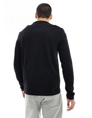 Black Cotton Half Zip Funnel Neck Top
