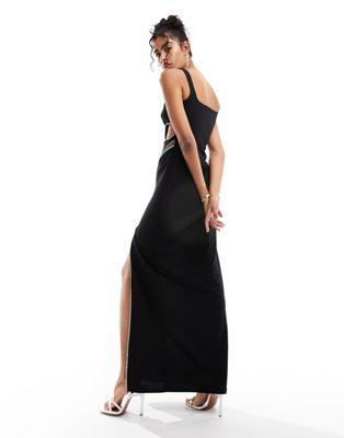 Black Rhinestone Cut-Out Maxi Dress