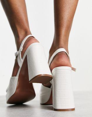 Nurture Platform Heeled Sandals in White Croc