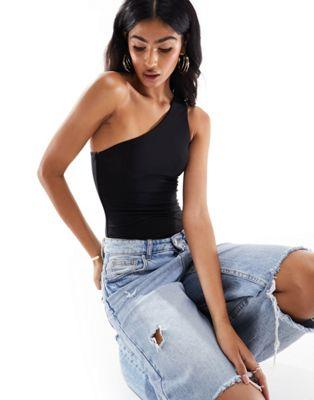 Black One-Shoulder Bodysuit