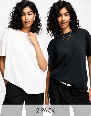 2-Pack Oversized Cotton T-Shirts in Black & White