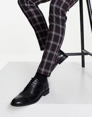 Black Leather Oxford Brogue Shoes