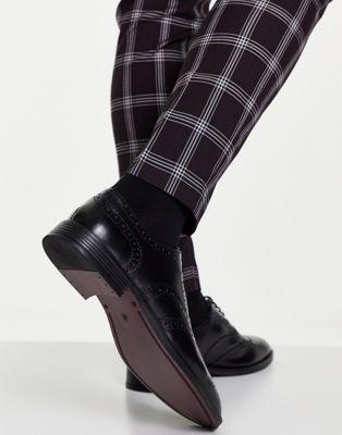 Black Leather Oxford Brogue Shoes