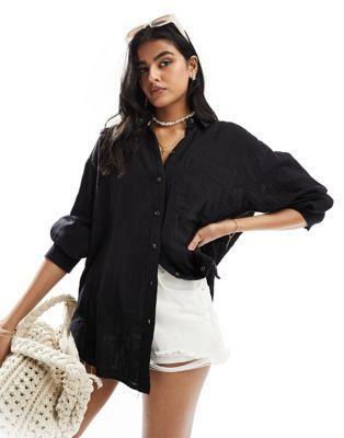 Black Cheesecloth Oxford Shirt