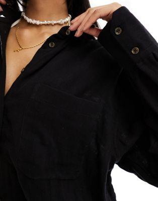 Black Cheesecloth Oxford Shirt