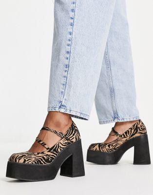 Level Up Zebra Print Chunky Platform Heels