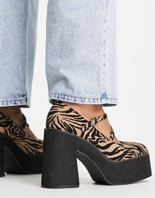Level Up Zebra Print Chunky Platform Heels