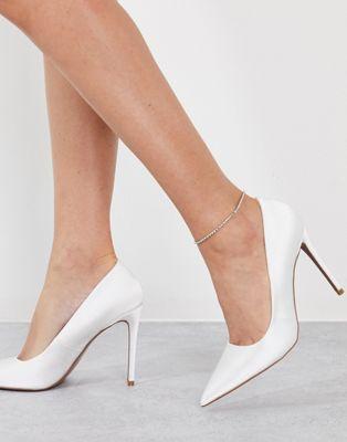Penza Pointed High Heel Pumps in White