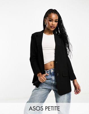 ASOS Petite Boyfriend Fit Blazer in Black