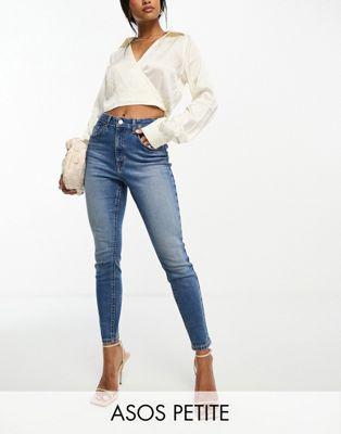 ASOS Petite Ultimate Skinny Jeans in Mid Blue