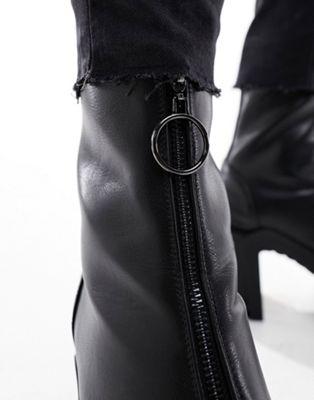 Black Faux Leather Platform Chelsea Boots