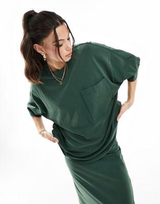 Boyfriend Fit Cotton T-Shirt in Washed Pine Green