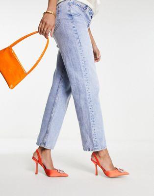 All Dressed Up Embellished Slingback Heels in Orange