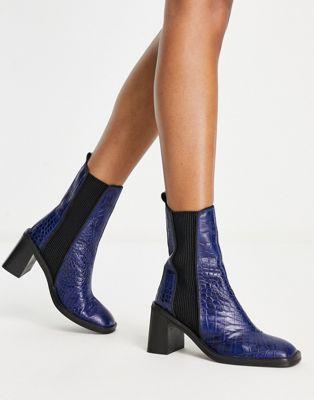 Blue Croc Leather Chelsea Boots