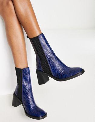 Blue Croc Leather Chelsea Boots