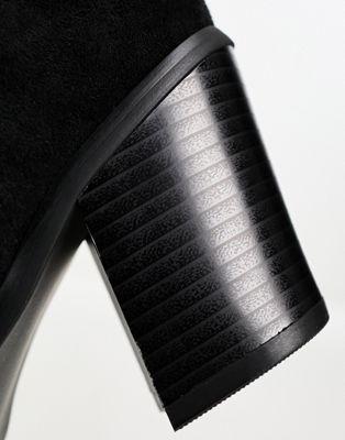 Black Faux-Suede Western Boots