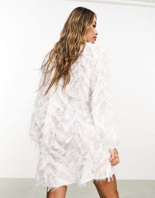 Jaded Rose Faux Feather Mini Dress in Ivory
