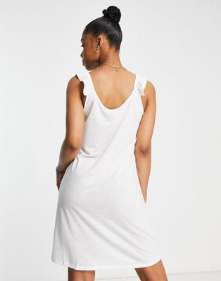 JDY Ruffle Trim Mini Swing Dress in White