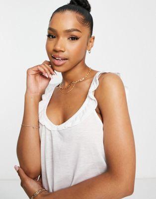 JDY Ruffle Trim Mini Swing Dress in White