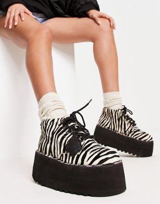 Kickers Kick Hi Zebra Print Platform Boots