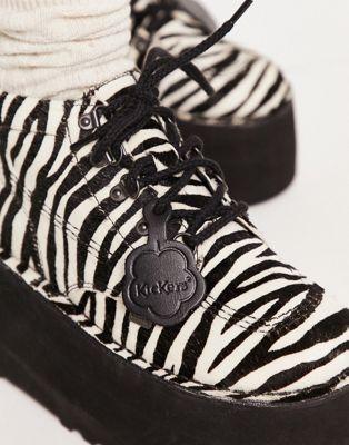 Kickers Kick Hi Zebra Print Platform Boots