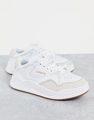 Lacoste Court Slam Suede Mix Chunky Sneakers in White