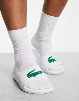 Lacoste Croco Sliders in White
