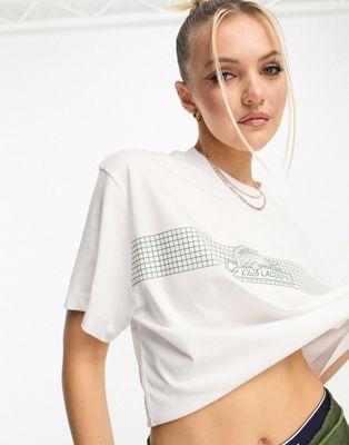 Lacoste Oversized Cotton T-Shirt in White with Logo