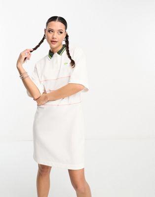 Lacoste White Pique Polo Shirt Dress with Contrast Collar